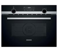 Siemens CM585AGS1 iQ500 Microonde da incasso ad aria calda 60 x 45 cm, 900 W, 44 L, in acciaio inox, controllo touchControl, aiuto idrolitico per la pulizia cookControl 15 microgrammi automatici, nero