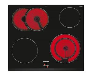 Siemens EA631GNA1E iQ300 - Piano cottura elettrico (comando integrato), 60 cm di larghezza, senza cornice, zona di cottura a doppio circuito con zona aggiuntiva per arrosti, comando tramite il piano