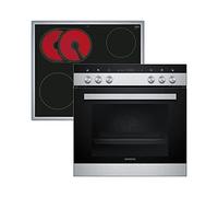Siemens EQ110KA0Z iQ100 - Combinazione di piani cottura in vetroceramica (controllata da fornello), 59,4 cm di larghezza, riscaldamento rapido, cottura ad aria calda 3D più cottura a 3 livelli