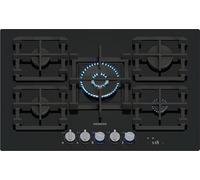 Siemens ER7A6RH40 iQ700 Piano cottura a gas, 75 cm, tecnologia stepFlame cookConnect, cappa automatica intelligente, display digitale, bavaglio in metallo rimovibile, vetro temperato, Home Connect