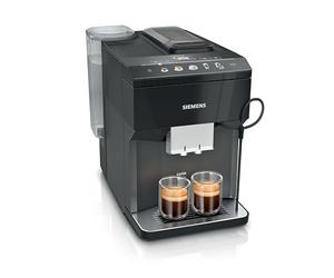 Siemens Macchina da caffè EQ500 Classic, display TFT colorato, 5 bevande al latte e al caffè, funzione a doppia tazza, facile pulizia, unità di infusione rimovibile, con tubo del latte, nero, TP511E19