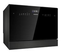 Siemens SK25IB00TE, iQ500, lavastoviglie compatta autoportante 55 cm, 6 coperte, lavaggio veloce con varioSpeed, hygienePlus, sistema di cestello flessibile, programma automatico, intensiveZone, nero