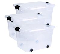 Siena Home Set di 3 contenitori Anzio con ruote da 20 l