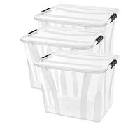 Siena Home Set di 3 Contenitori Plastica Anzio con Coperchio da 55 l