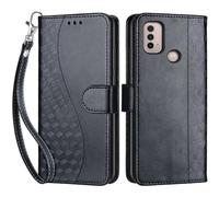 SIENIANLINE Cover per Motorola Moto E20 / E30 custodia portafoglio Nero | 3 scomparti carte, 1 tasca banconote, Chiusura magnetica, Supporto, Pelle PU flip cover per Moto E20 / E40
