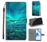 SIENIANLINE Cover per Oppo A55 / A56 5G PU Pelle Custodia Flip Aurora