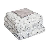 Sienna Coperta reversibile in finta pelliccia per letto o divano, calda, super morbida, 150 x 200 cm, colore: bianco e grigio