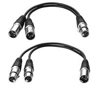 SIENOC 30cm Cavo Per Microfono 3pin XLR to Dual 2 Y Splitter Cable Adattatore (Combinazioni (2 Pezzo), Argento)
