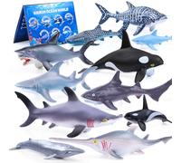 SIENON 11 statuette di squalo, giocattolo realistico, squalo, 7 pezzi da 15 cm, animali marini realistici, giocattolo da bagno con 4 pezzi da 10 cm, piccolo squalo balena per bambini, decorazione per