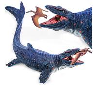 SIENON Jurassic Mosasaurus Dinosauro Figura 29 cm, Mosasaurus Hunt per Pterosaur Modello, grande plastica oceano Dinosauro Playset per giocattoli da bagno, decorazione per torta (Terosauro incluso)