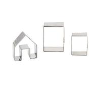 SIENON Set di 3 formine per biscotti a forma di casa di zenzero, in acciaio inox 3D, per decorazioni natalizie