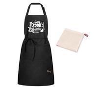 Sienzo Grembiule Cucina Uomo Donna,Impermeabile Grembiuli Cuoco Professionali, Regolabile Grembiule da Barbecue Nero con Tasche per Chef Bar Ristorante (1x Grembiule + 1 x Strofinaccio)