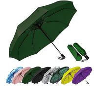 SIEPASA Ombrello antivento automatico pieghevole da viaggio, compatto, per la pioggia, piccolo ombrello portatile antivento unisex (colore: verde)