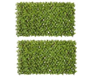 Siepe Artificiale 100x200 cm in Bosso - 2 Pezzi con Steccato Estensibile