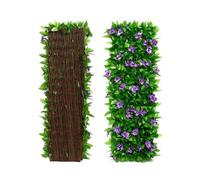 Siepe Artificiale con Fiori | Schermo di Recinzione Espandibile per Balcone Patio Esterno | Pannello Decorativo di Recinzione In Edera Finta | Pannelli Traliccio da Giardino con Foglie
