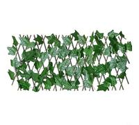 Siepe artificiale di edera per esterni, giardino, barriera per la privacy o decorazione da parete per interni, retrattile, double face, finta per recinzione fogliare (A)