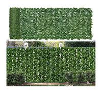 Siepe artificiale di foglie - Recinzione decorativa da giardino, edera verde, balcone, recinzione in plastica resistente per schermatura e decorazione all'aperto
