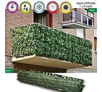 Siepe Artificiale Sintetica 1 x 3 metri Rotolo Anticaduta Rete foglie Edera