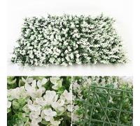 Siepe artificiale splendidamente realizzata, pannello di recinzione per prati (bianco)