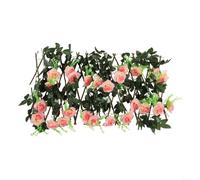 Siepe artificiale, traliccio espandibile in legno con foglie, per giardino, cortile, parete, terrazza, decorazione per la privacy (bianco sporco)