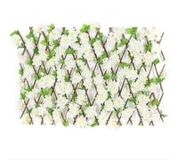 Siepe di edera artificiale finta, recinzione decorativa da giardino, siepe di legno, recinzione a traliccio retrattile con fiori artificiali e foglie recinzione giardino(Wit,M)