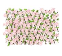 Siepe di edera artificiale finta, recinzione decorativa da giardino, siepe di legno, recinzione a traliccio retrattile con fiori artificiali e foglie recinzione giardino(Roze,S)