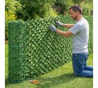 Siepe Finta Artificiale con Foglie Copri Ringhiera Verde Recinzione Edera Giardino Frangivento Ornamentale Siepe Sintetica Balcone Rotolo (150x500 cm)