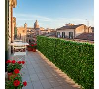 Siepe Finta Artificiale Ultra Coprente Anticaduta Rotolo Rete Frangivista Frangivento Ornamentale Foglia Edera Sintetica Per Ringhiera Terrazzo Balcone Giardino Recinzione Verde Scuro (2 x 12 Mt)