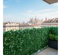 Siepe Finta Artificiale Ultra Coprente Anticaduta Rotolo Rete Frangivista Frangivento Ornamentale Foglia Edera Sintetica Per Ringhiera Terrazzo Balcone Giardino Recinzione Verde Scuro (1.5 x 3 Mt)