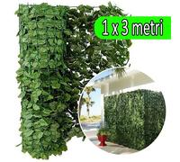 SIEPE SINTETICA 1X3 MT ARTIFICIALE FOGLIE FOGLIAME EDERA SUPPORTO RECINZIONE