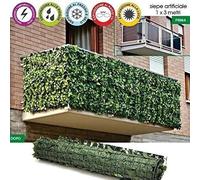 SIEPE SINTETICA 1X3 MT ARTIFICIALE FOGLIE FOGLIAME EDERA SUPPORTO RECINZIONE