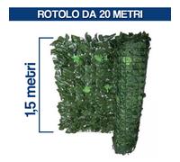 SIEPE SINTETICA ARTIFICIALE ARELLA EDERA MT 1,5 X 20 CON SUPPORTO IN RETE 29194
