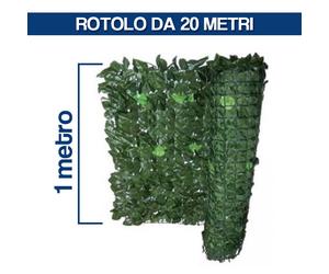 SIEPE SINTETICA ARTIFICIALE ARELLA EDERA MT 1 X 20 CON SUPPORTO IN RETE (29193)