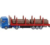 siku 1659, Camion per trasporto legname, 1:87, Metallo e Plastica, Blu e Rosso, Con tronchi d'albero inclusi