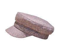 Siepificius Berretto da capitano marinaio in cotone e lino, berretto bretone retrò a parte superiore piatta, cappello da pescatore newsboy unisex color malva pallido