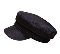 Siepificius Cappelli da Capitano Marinaio in Cotone Lino Berretto Bretone Retrò a Testa Piatta Cappello da Pescatore Newsboy Unisex cachi, Nero/Bianco, Come Descrizione