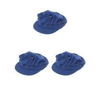 Siepificius Cappello da cuoco regolabile per uomo e donna, da cucina, panettiere, chef, cappello elastico, bianco, C, Set da 3 (blu scuro B), 19 x 4 cm