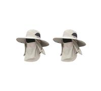 Siepificius Cappello da sole con patta staccabile per il collo, da spiaggia, zaino in spalla, unisex, cappello da pesca con tesa beige, 12 cm, 2 set (bordo beige 12 cm), 8