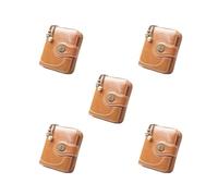 Siepificius Portafoglio corto portatile pieghevole in pelle PU chiusura con cerniera portamonete portamonete porta carte di debito borsa compleanno vino rosso, Set da 5 (marrone),