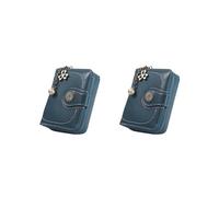 Siepificius Portafoglio corto portatile pieghevole in pelle PU chiusura con cerniera portamonete portamonete porta carte di debito borsa compleanno vino rosso, Set da 2 (blu), 5x9x3.5cm/1.97x3.54x1.38
