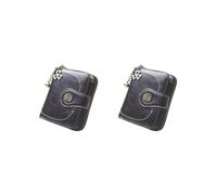 Siepificius Portafoglio corto portatile pieghevole in pelle PU chiusura con cerniera portamonete portamonete porta carte di debito borsa compleanno vino rosso, Set da 2 (nero),