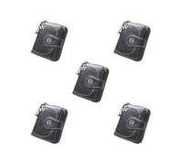 Siepificius Portafoglio corto portatile pieghevole in pelle PU chiusura con cerniera portamonete portamonete porta carte di debito borsa compleanno vino rosso, Set da 5 (nero),