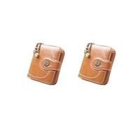 Siepificius Portafoglio corto portatile pieghevole in pelle PU chiusura con cerniera portamonete portamonete porta carte di debito borsa compleanno vino rosso, Set da 2 (marrone),