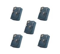 Siepificius Portafoglio corto portatile pieghevole in pelle PU chiusura con cerniera portamonete portamonete porta carte di debito borsa compleanno vino rosso, Set da 5 (blu), 5x9x3.5cm/1.97x3.54x1.38