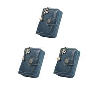 Siepificius Portafoglio corto portatile pieghevole in pelle PU chiusura con cerniera portamonete portamonete porta carte di debito borsa compleanno vino rosso, Set da 3 (blu), 5x9x3.5cm/1.97x3.54x1.38
