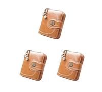 Siepificius Portafoglio corto portatile pieghevole in pelle PU chiusura con cerniera portamonete portamonete porta carte di debito borsa compleanno vino rosso, Set da 3 (marrone),