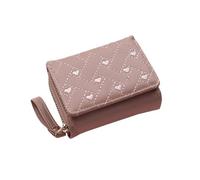 Siepificius Portafoglio da donna alla moda a tre ante carino multi-slot portafogli in pelle portamonete portamonete borsa regali porta carte di credito ID nero, cachi, 10.5x8x3.7cm, come descrizione