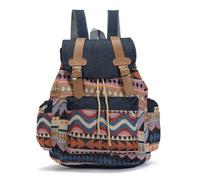 Siepificius Zaino in tela di grande capacità, con cerniera, stile etnico, per la scuola, lo shopping, regolabile, da viaggio, borsa a tracolla tipo 2, Tipo 3, Type 3