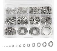 Sieqioor Kit assortito di rondelle di bloccaggio a molla, 376 pezzi, 4 # 6 # 8 # 10 # 12 1/4 "5/16" 3/8" 1/2" 9/16 "5/8" 3/4" SAE Split Lock Washer Set, 304 acciaio inox Lock Wash. ers & Flat Wash