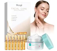 Siero Acido Ialuronico Viso+Crema Antirughe,Siero Viso Antirughe,Fiale di Idratante,Hyaluronic Acid Serum,Illumina, Rassoda,Leviga,Idratante -Tutti i Tipi di Pelle per Uomo e Donna
